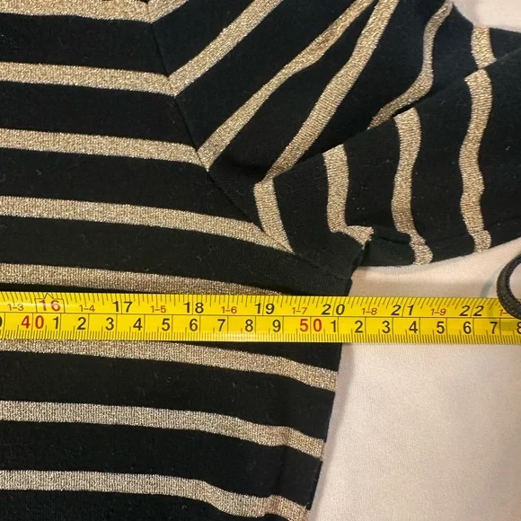 Lauren Ralph Lauren Crew Neck Long Sleeve Sz XL Black Metallic Gold - Picture 4 of 6